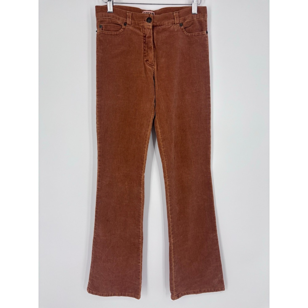 Vintage 90s Corduroy Flared Pants Womens 2 Copper Brown Creme Paris Boho Chic
